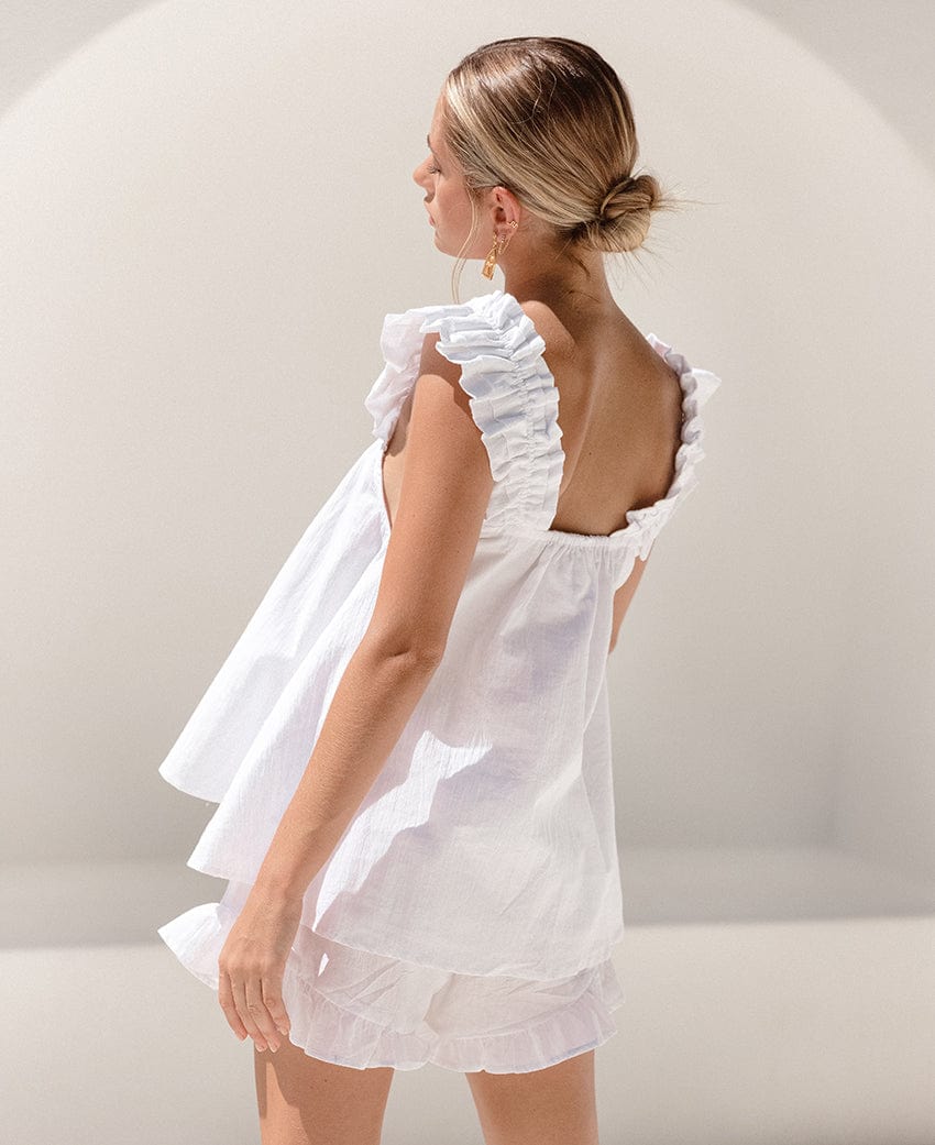 OOTN Sexy Backless Summer Suit For Women Solid Loose Nightwear 2023 Ruched New Sleepwear Women's Cotton White Sleeveless Pajama