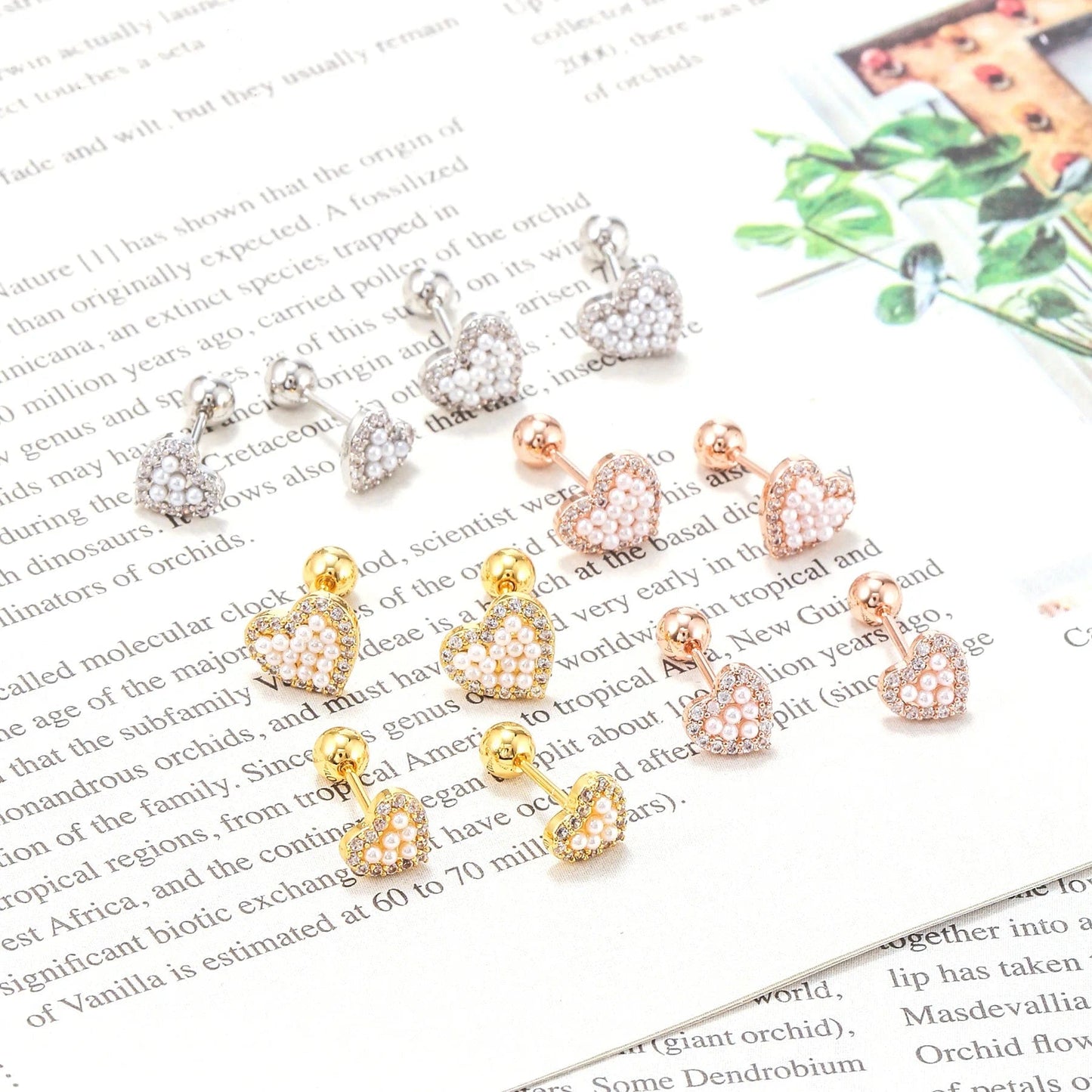 Opal Cz Heart Cartilage Earring for Women Luxury Crystal Stainless Steel Helix Lobe Screw Back Stud Ear Piercing Jewelry