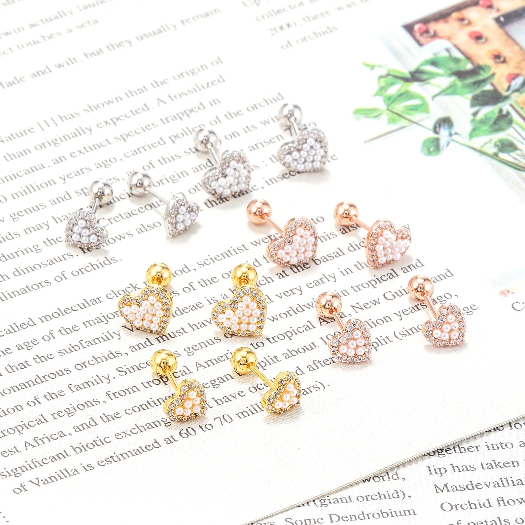 Opal Cz Heart Cartilage Earring for Women Luxury Crystal Stainless Steel Helix Lobe Screw Back Stud Ear Piercing Jewelry