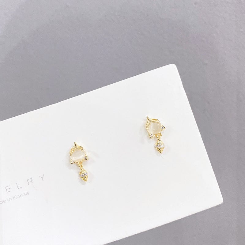 Opal Fox Earrings Love Letter Zircon Earring Style Temperament New Fashion Earrings for Women