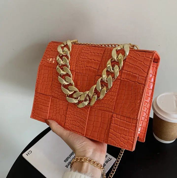 Orange 2022 Crocodile Stylish Small Handbags Women Luxury Purses Pillow Shape Pillow Shape Mini Shoulder Bag