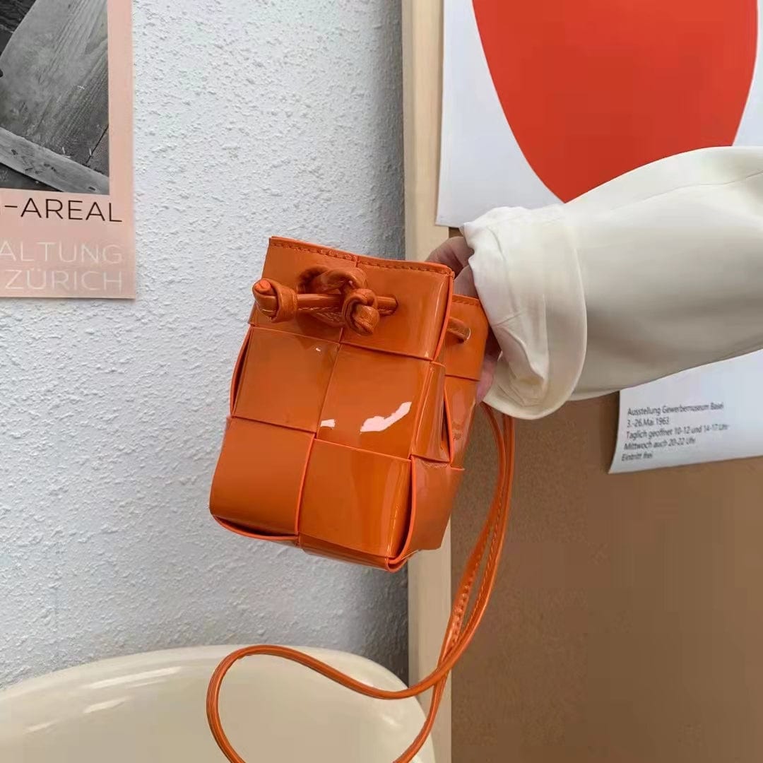 orange 2022 Spring Summer Metallic Leather Bucket Handbag Famous designer Candy Mini Purse Bucket Handbags For Women