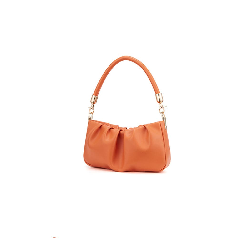 orange AJI Women Pleated Dumpling Armpit Bags Luxury Changeable Handbags Designer Messenger Bags  Small Lady Shoulder Bags