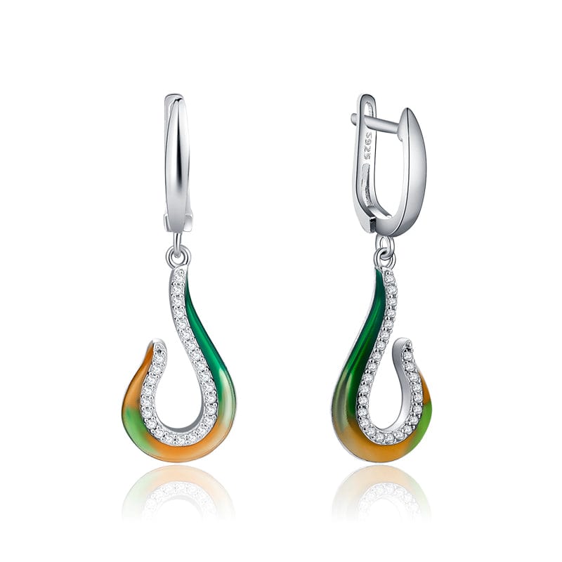 Original 925 Sterling Silver Emerald classic color and Black Enamel Fine CZ Earrings for Women Luxury Party Jewelry Earring