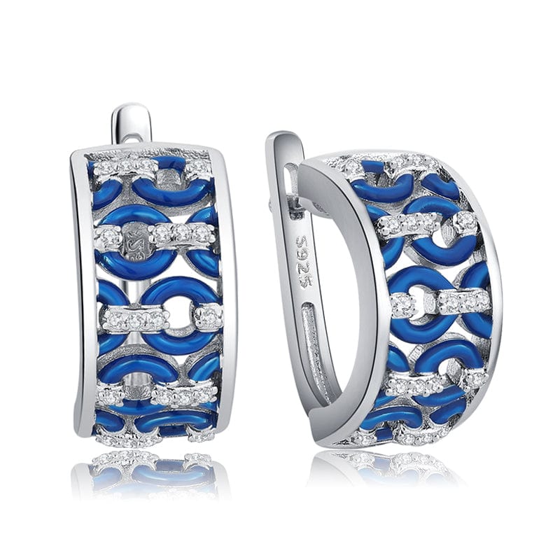 Original 925 Sterling Silver Emerald classic color and Black Enamel Fine CZ Earrings for Women Luxury Party Jewelry Earring