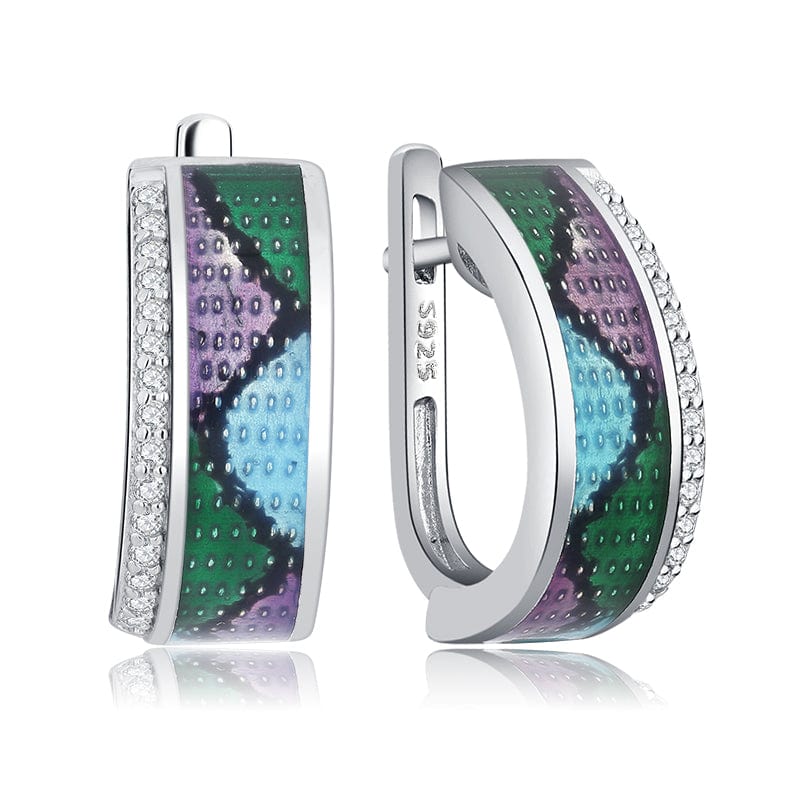 Original 925 Sterling Silver Emerald classic color and Black Enamel Fine CZ Earrings for Women Luxury Party Jewelry Earring