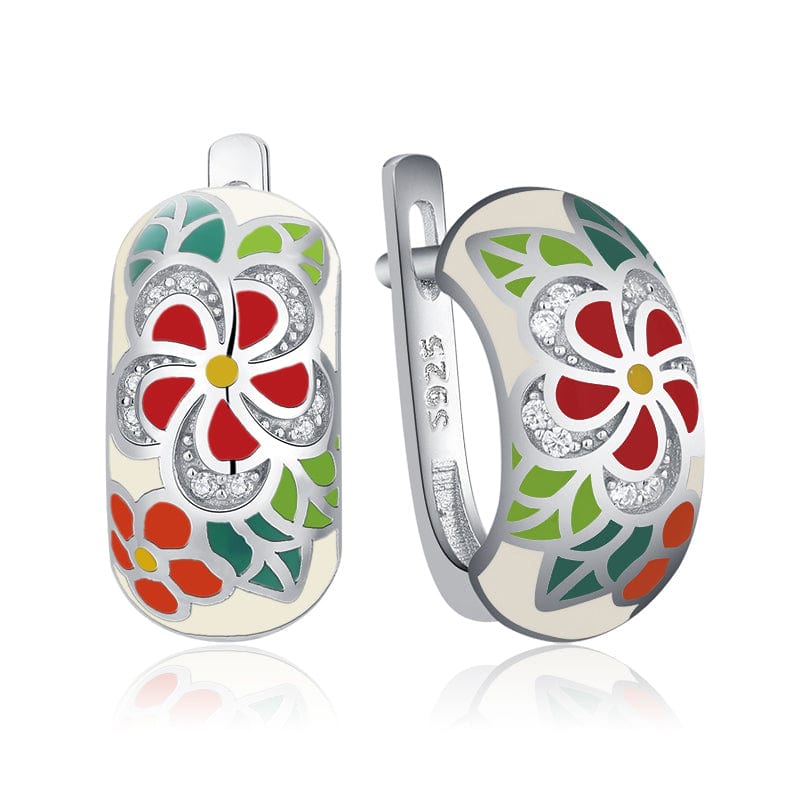 Original 925 Sterling Silver Emerald classic color and Black Enamel Fine CZ Earrings for Women Luxury Party Jewelry Earring