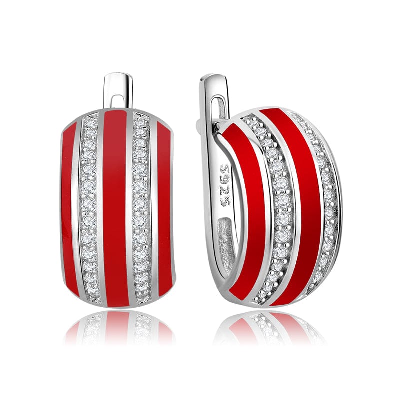 Original 925 Sterling Silver Emerald classic color and Black Enamel Fine CZ Earrings for Women Luxury Party Jewelry Earring