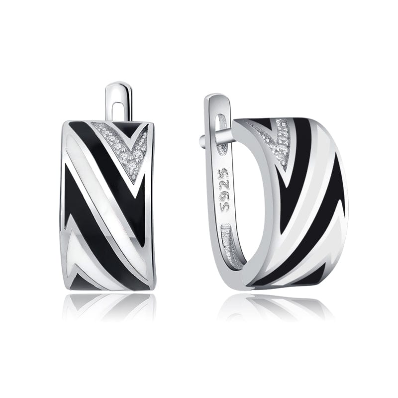 Original 925 Sterling Silver Emerald classic color and Black Enamel Fine CZ Earrings for Women Luxury Party Jewelry Earring