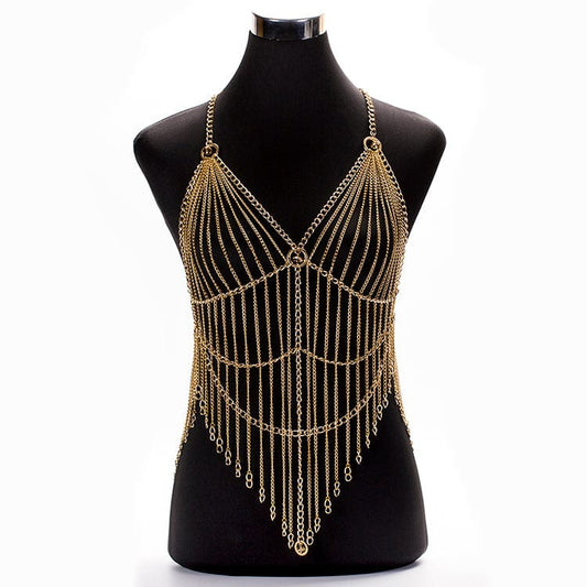 Original Design Sexy Body Jewelry Bra Chain Long Tassel Halter Jewelry Summer  Bikini Night Bar Sexy Body Belly Chain Wholesale