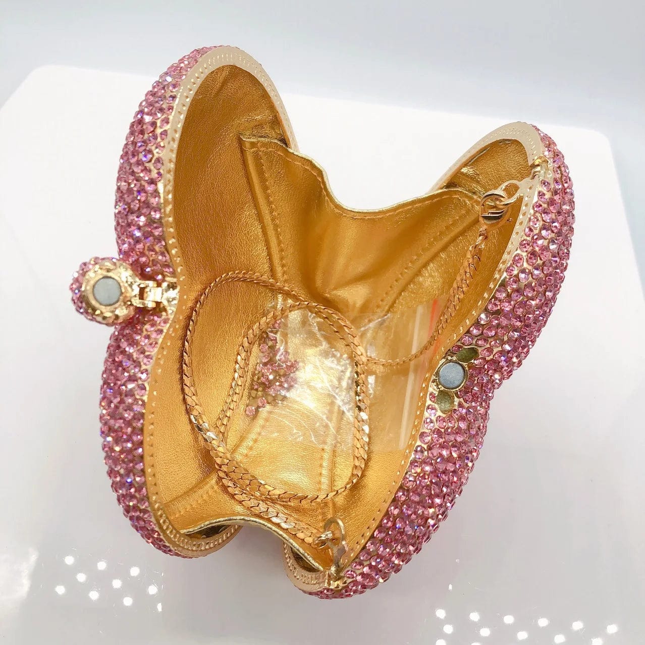 Original Factory Luxury Clutches Evening bags Pink Heart Rhinestone Bag Heart Shape Purse Crystal Handbag Party bags Women