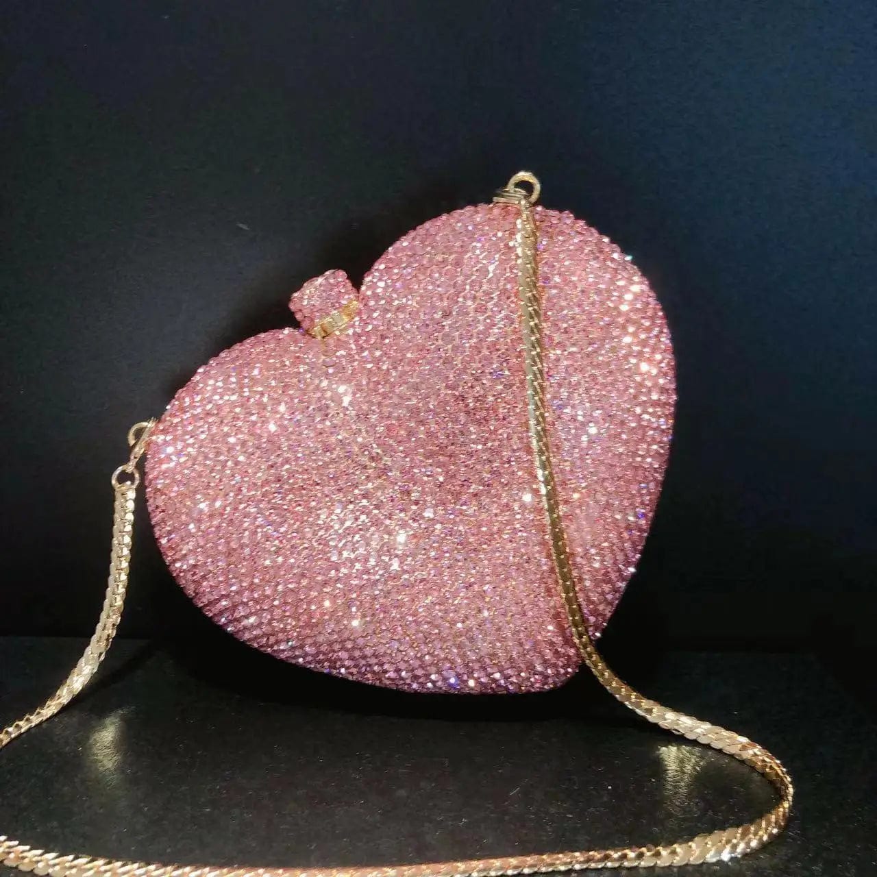 Original Factory Luxury Clutches Evening bags Pink Heart Rhinestone Bag Heart Shape Purse Crystal Handbag Party bags Women