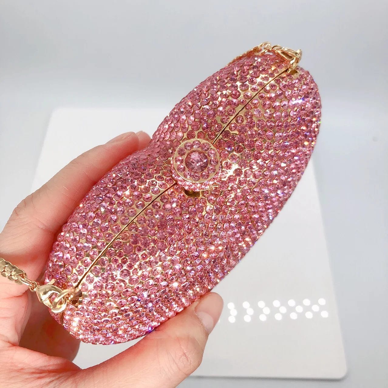 Original Factory Luxury Clutches Evening bags Pink Heart Rhinestone Bag Heart Shape Purse Crystal Handbag Party bags Women