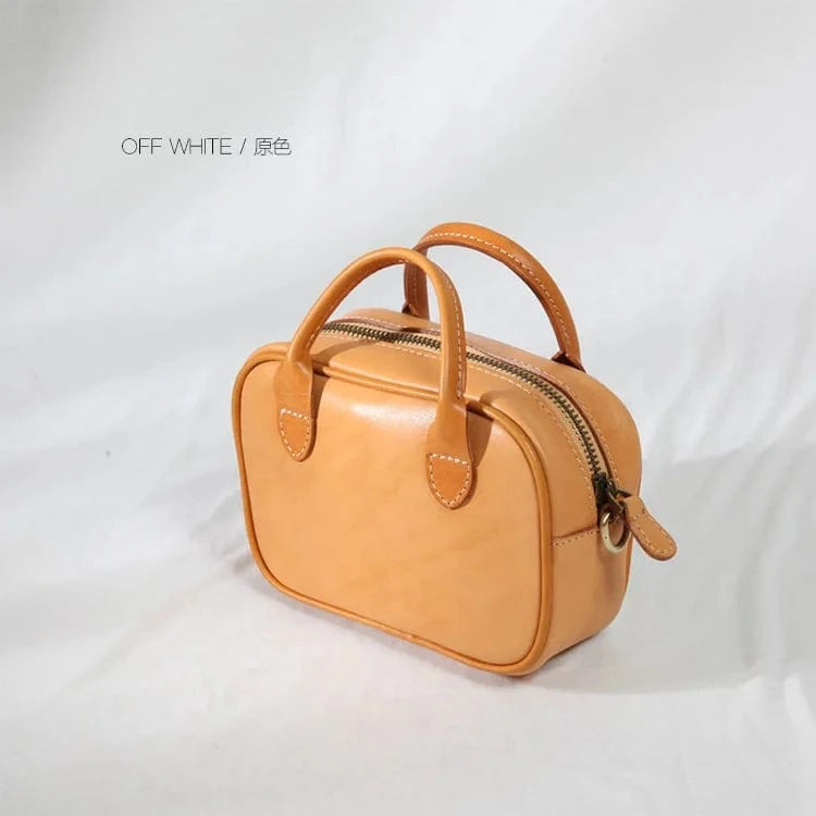 original white Wholesale Genuine Leather Tote Bag Vintage Square Tote  Bag for Women