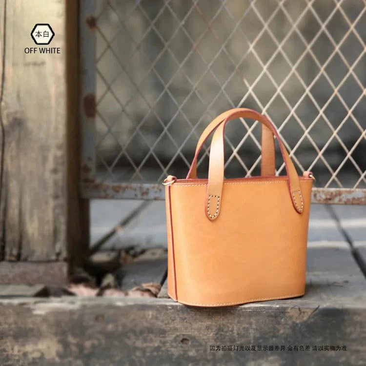 original white Wholesale Vintage Women's Bucket Bag Customized Genuine Leather Ladies Handbags Fashion Trend Nice Design Bucket Bags For Women