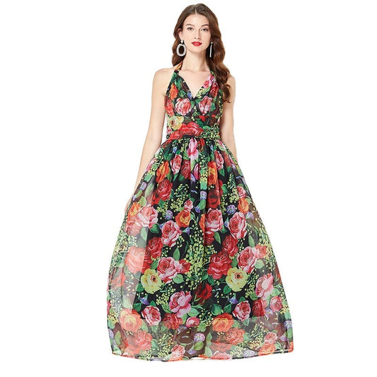 OS478075 Europe and the United States sexy strapless backless high-waisted self-cultivation dress with a floor-length dress