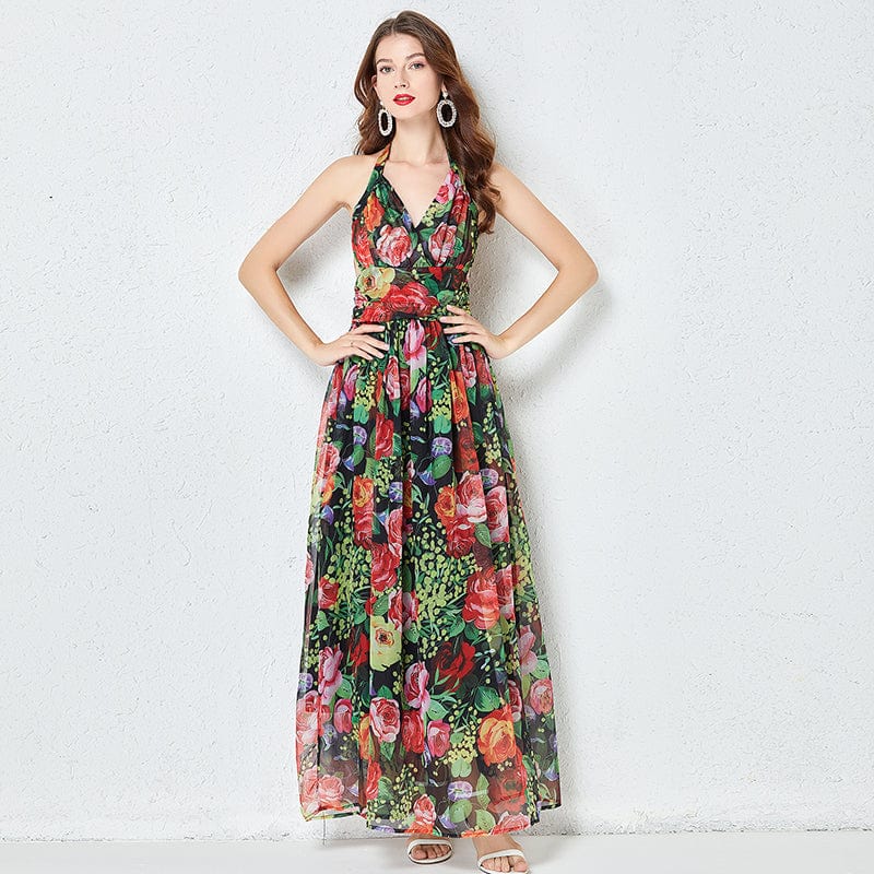 OS478075 Europe and the United States sexy strapless backless high-waisted self-cultivation dress with a floor-length dress
