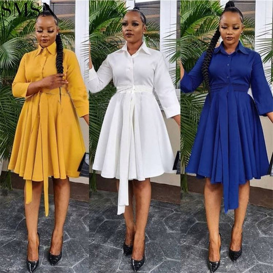 OSINA Latest Design Solid Color Bandage Dress Lady Elegant Women Office Dress Sexy A-Line Casual Dresses