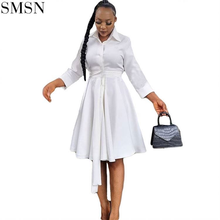 OSINA Latest Design Solid Color Bandage Dress Lady Elegant Women Office Dress Sexy A-Line Casual Dresses