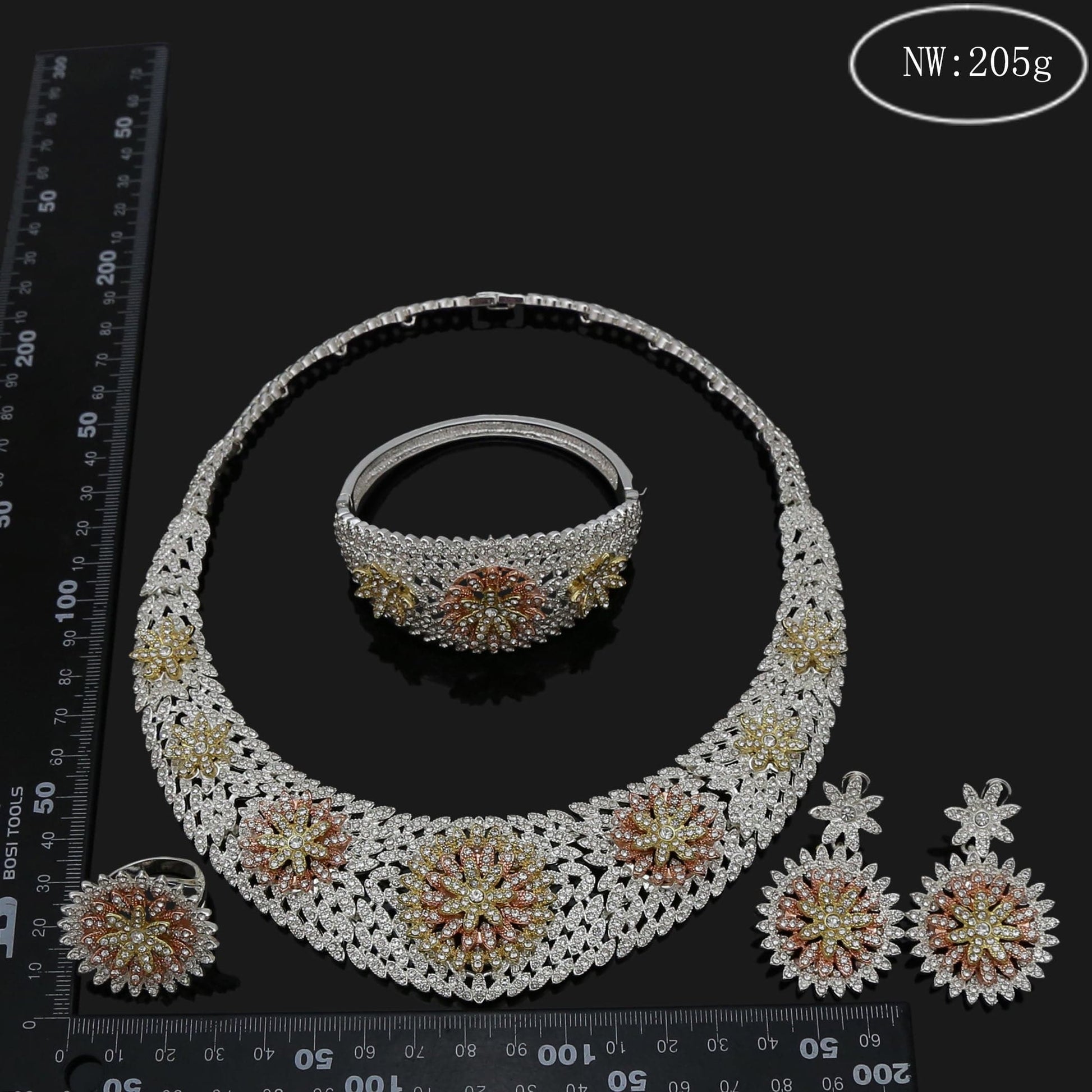 other / silver Silver Color Dubai jewelry set with Colorful flower hot sale