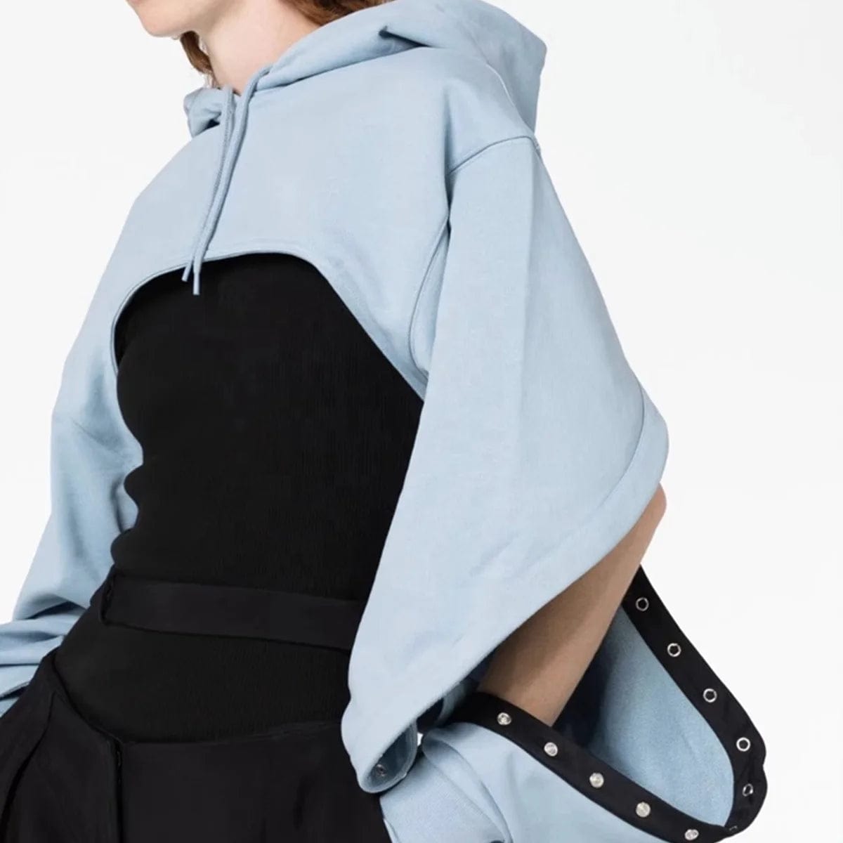 OUDINA 2023 Autumn Crop Sweatshirt Women Detachable Loose Shawl Long Sleeve Hoodies Sweatshirts