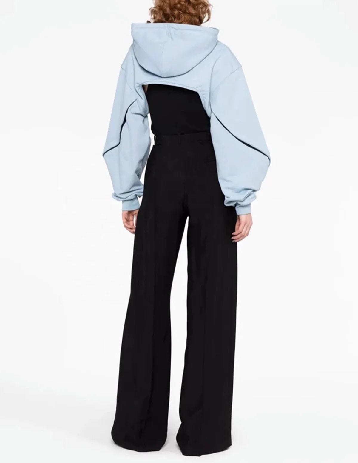 OUDINA 2023 Autumn Crop Sweatshirt Women Detachable Loose Shawl Long Sleeve Hoodies Sweatshirts