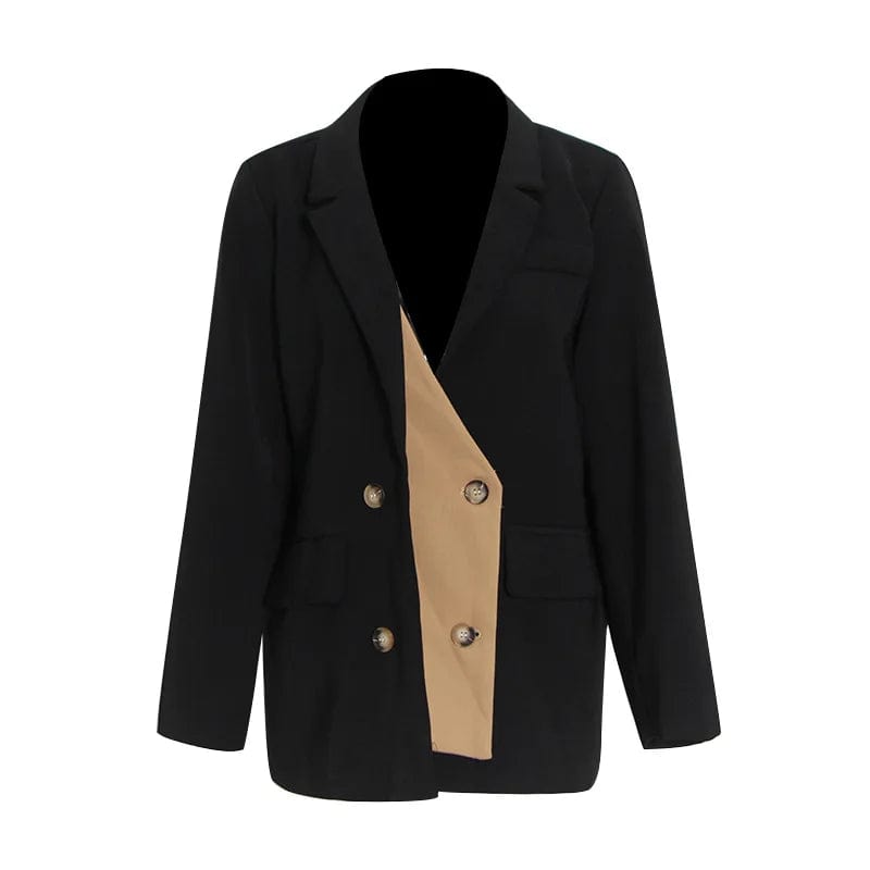 OUDINA 2023 Autumn New fashion Suit Jackets Solid Color Loose Versatile Heavy Industry PU Leather Blazer For Women