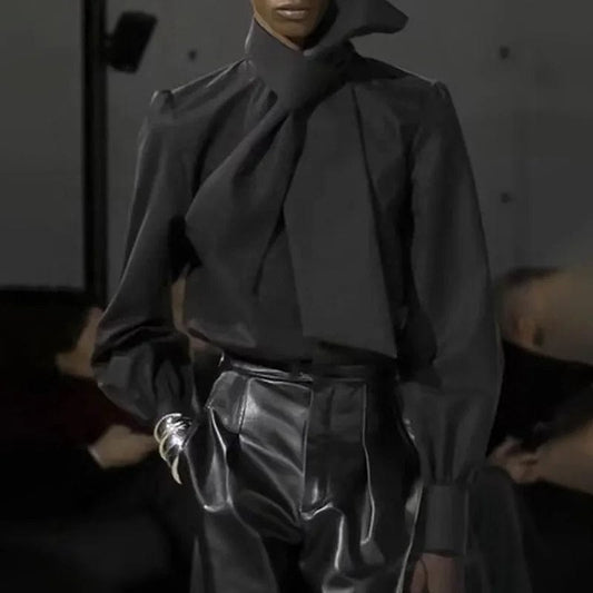 OUDINA 2023 Autumn New Fashion Unique Shirt Simple Temperament Long Sleeve Cardigan Formal Women's Shirts