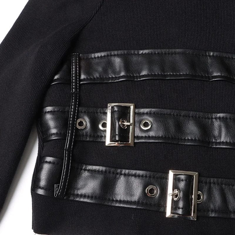 OUDINA 2023 New Arrivals Women Patchwork Detachable Denim Cuffs Casual Top Sweater Knit Women's Sweaters