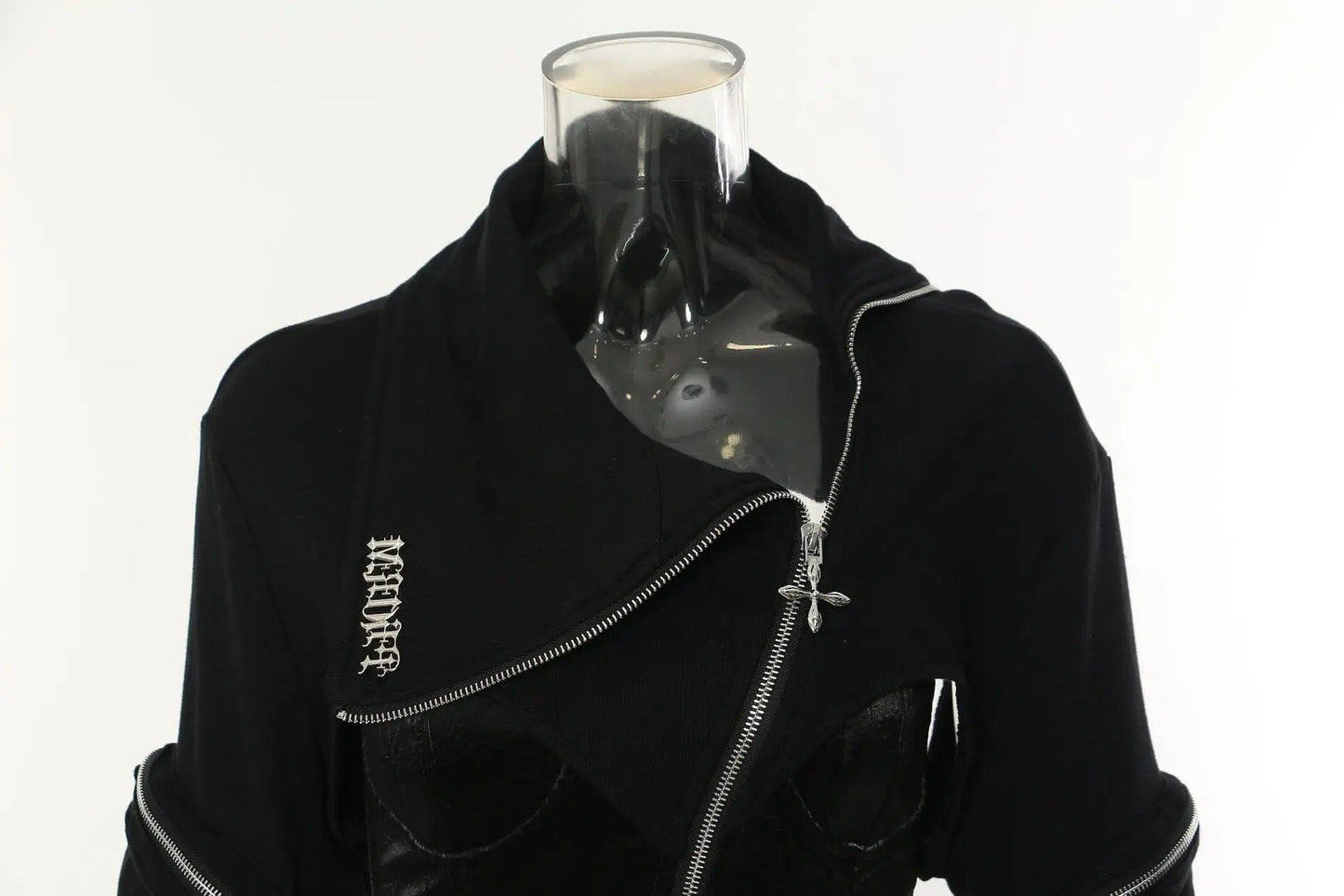 OUDINA 2024 Fashionable Drawstring Back Adjustable Irregular Zipper Top Cargo Sweatshirt Crop Tops For Women