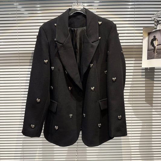 OUDINA 2024 Fashionable Multi-button Combination Black Loose Oversized Suit Jacket Blazer For Women