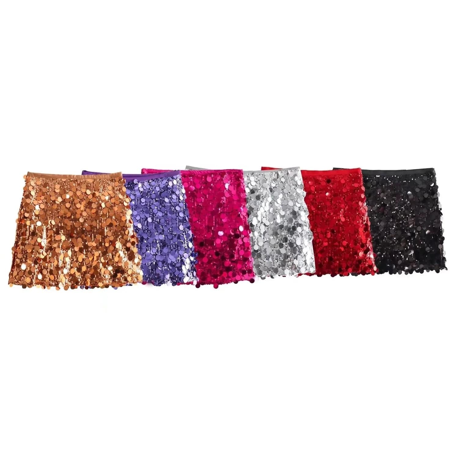 OUDINA American Style Club Party Bling Shiny Mini Sexy Skirt Sequin Skirts For Women