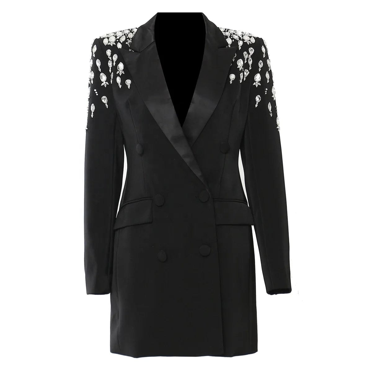OUDINA Cusstomize New Heavy Industry Beading Rhinestone Jacket Blazer Dress Ladies Blazers For Women