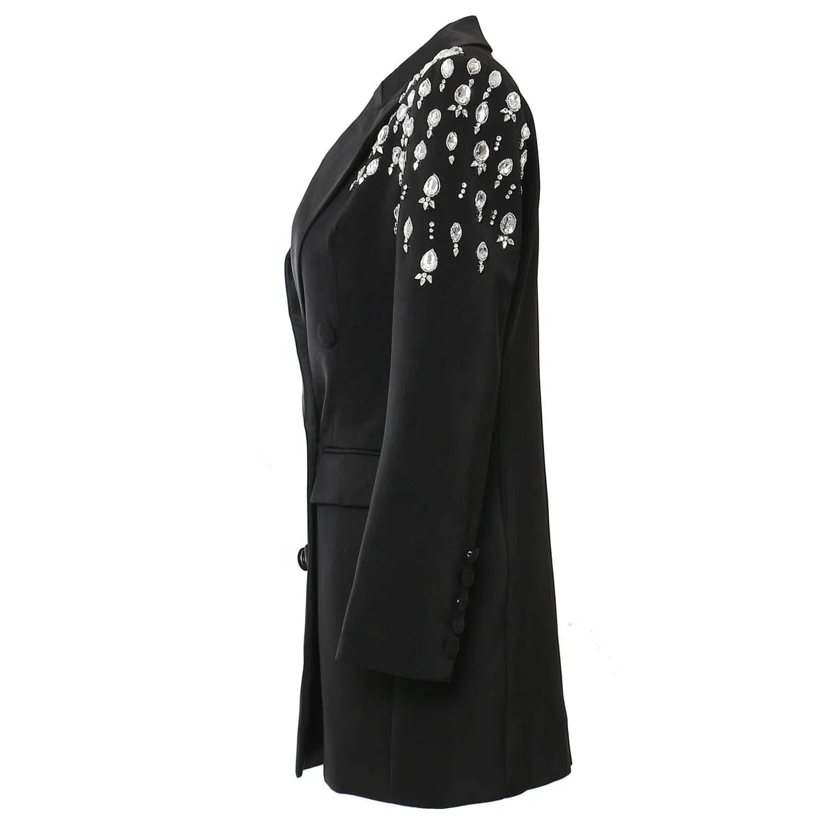 OUDINA Cusstomize New Heavy Industry Beading Rhinestone Jacket Blazer Dress Ladies Blazers For Women