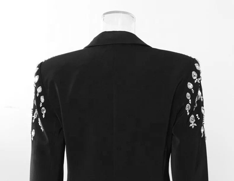 OUDINA Cusstomize New Heavy Industry Beading Rhinestone Jacket Blazer Dress Ladies Blazers For Women