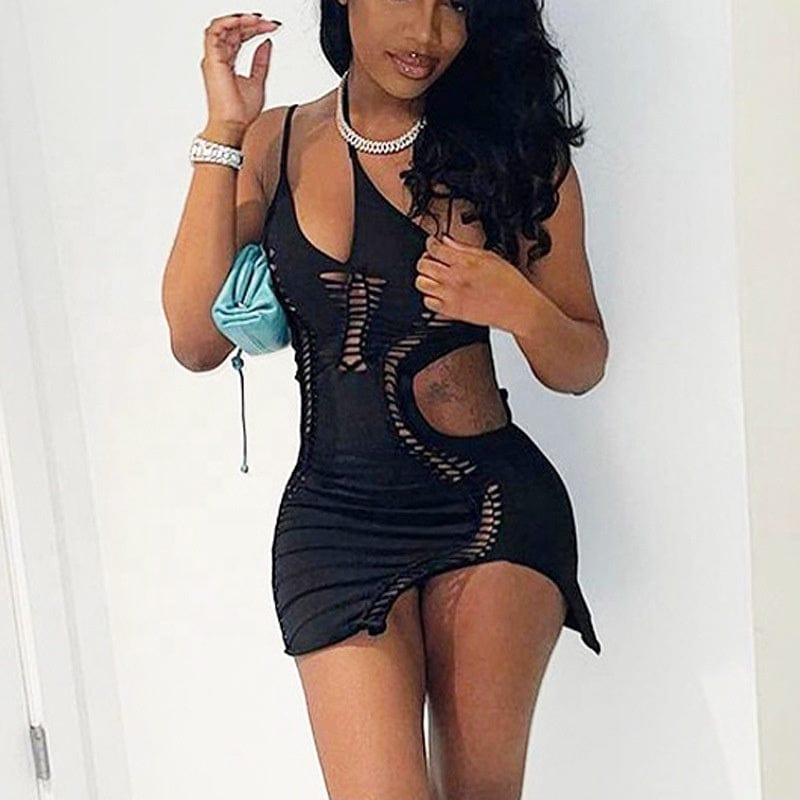 OUDINA European Style Summer Party Culb Sleeveless Casual Dresses Bodycon Dress Women