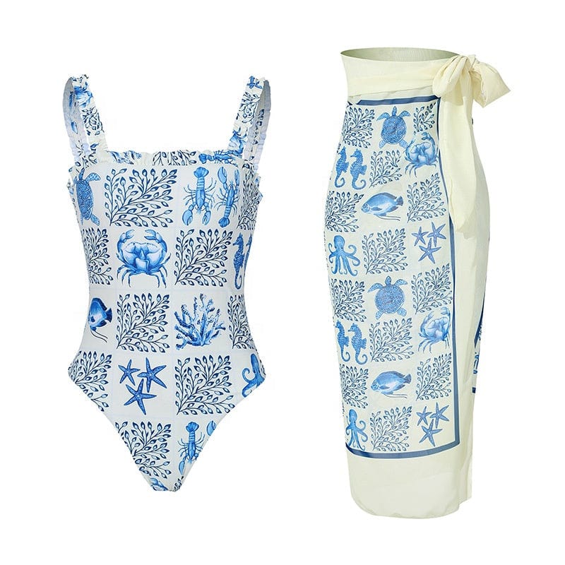 OUDINA Factory New Printed One Piece Swimsuit Female Printing Sexy Women Bikini Swimwear