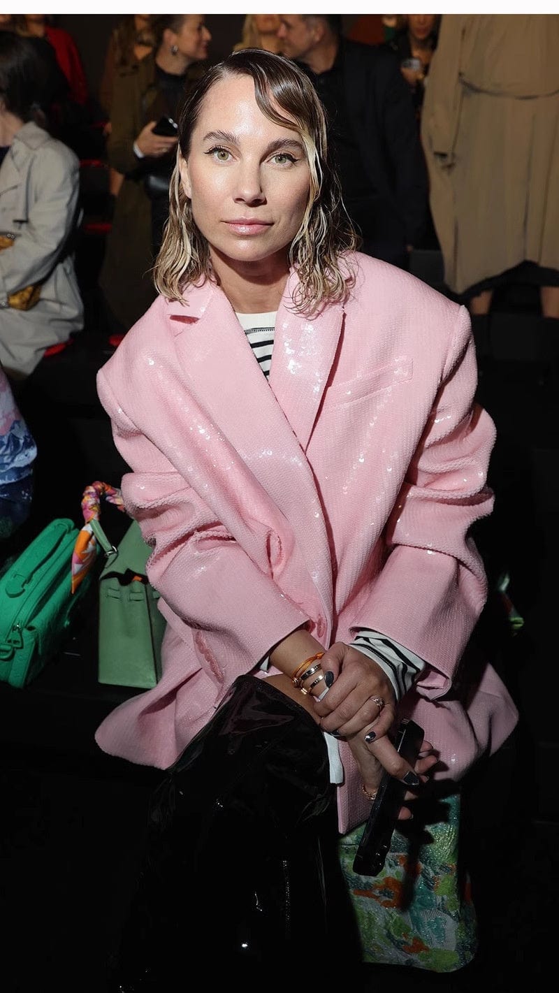 OUDINA Fashion Double Breasted Blazers Ladies Sequin Long Sleeve Loose Women's Suits & Tuxedo