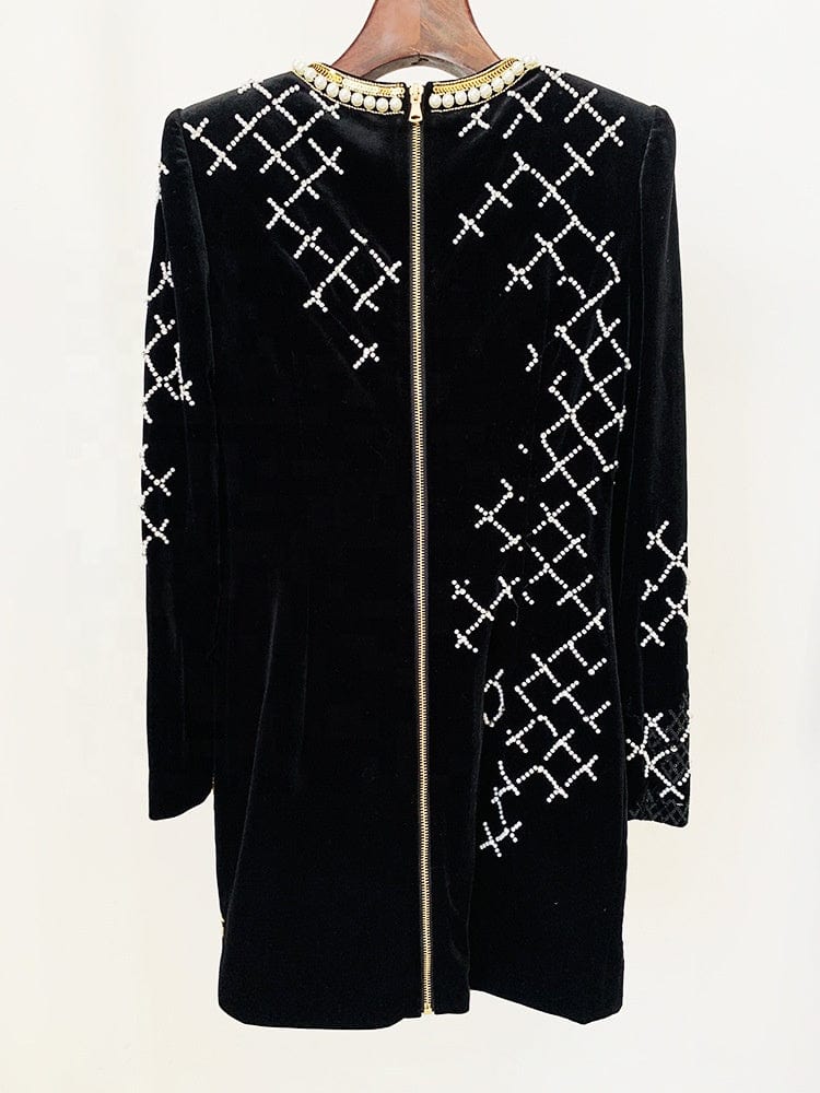 OUDINA Fashion Embroidery Beading Dress For Ladies Long Sleeve Sequin Elegant Dresses Women