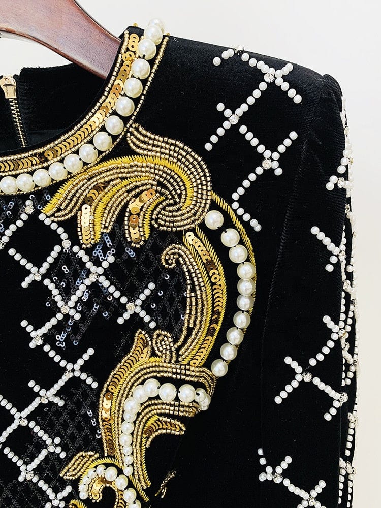 OUDINA Fashion Embroidery Beading Dress For Ladies Long Sleeve Sequin Elegant Dresses Women