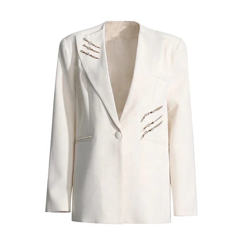 OUDINA Fashion Suits And Tuxedo For Women Diamond Wide Leg Pants Sweatpants Suit Blazer Jacket Two Piece Pants Sets Women's Suit