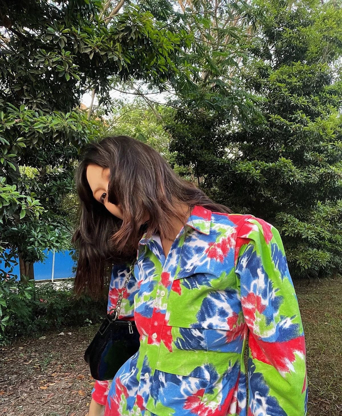 OUDINA Fashionable Vintage Graffiti Print Denim Jacket Windbreaker Trench Coats Womens Long Jacket