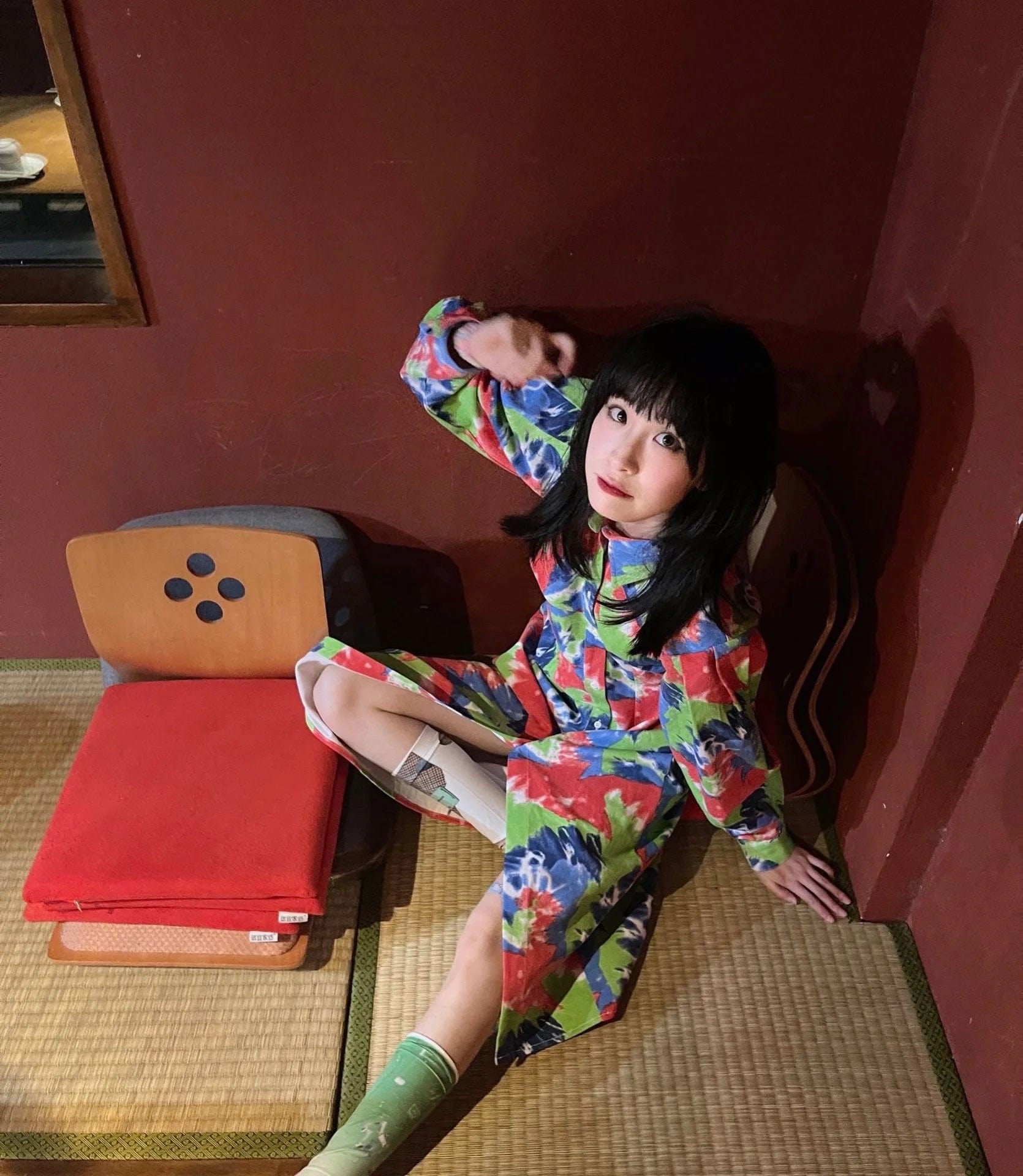 OUDINA Fashionable Vintage Graffiti Print Denim Jacket Windbreaker Trench Coats Womens Long Jacket