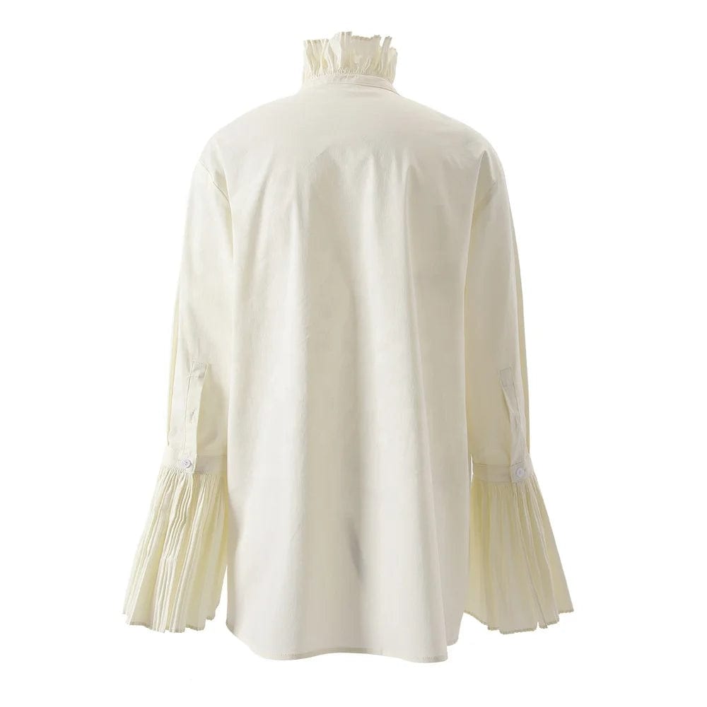 OUDINA French Lazy Style Loose Shirt For Women New Style Long Sleeve Pleated Design Slim Women's Shirts