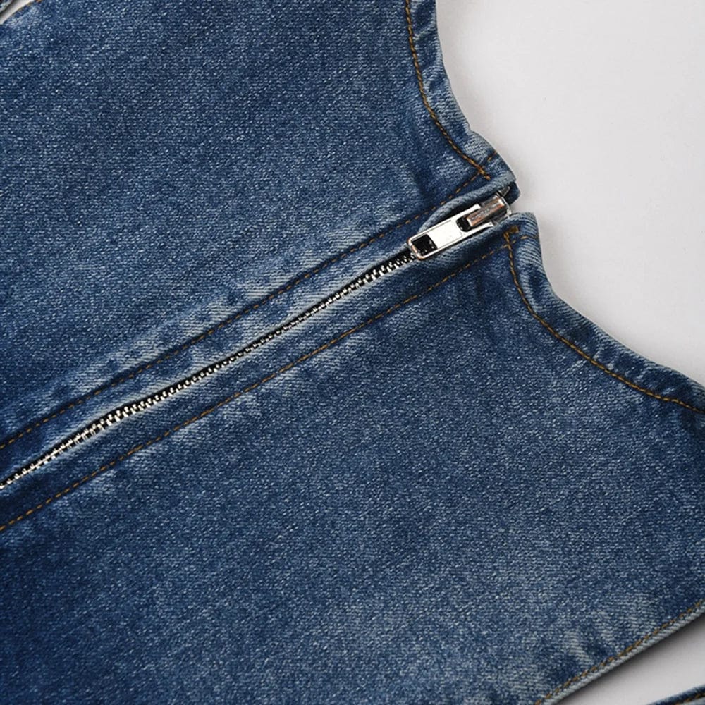 OUDINA French Style Short Sleeve Denim Long Dress For Women New Off-shoulder Versatile Mid-length Hem Casual Dresses