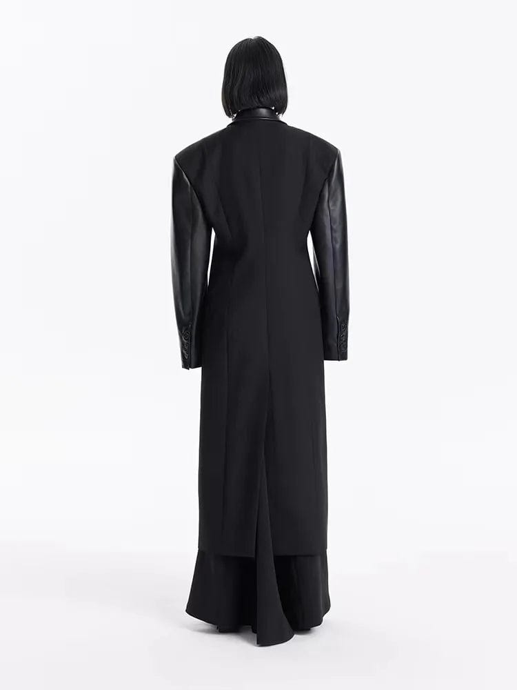 OUDINA Heavy Industry Irregular Long Coat For Women New Contrasting Color Woman Jacket And Asymmetric Woolen Coat