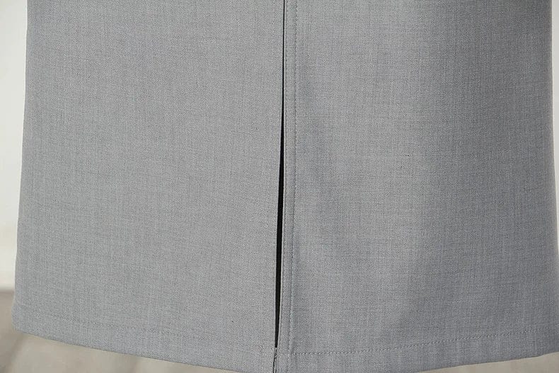 OUDINA High Waist Gray Zipper Patchwork Denim Pencil Straight Skirt Female Cargo Long Skirts For Women