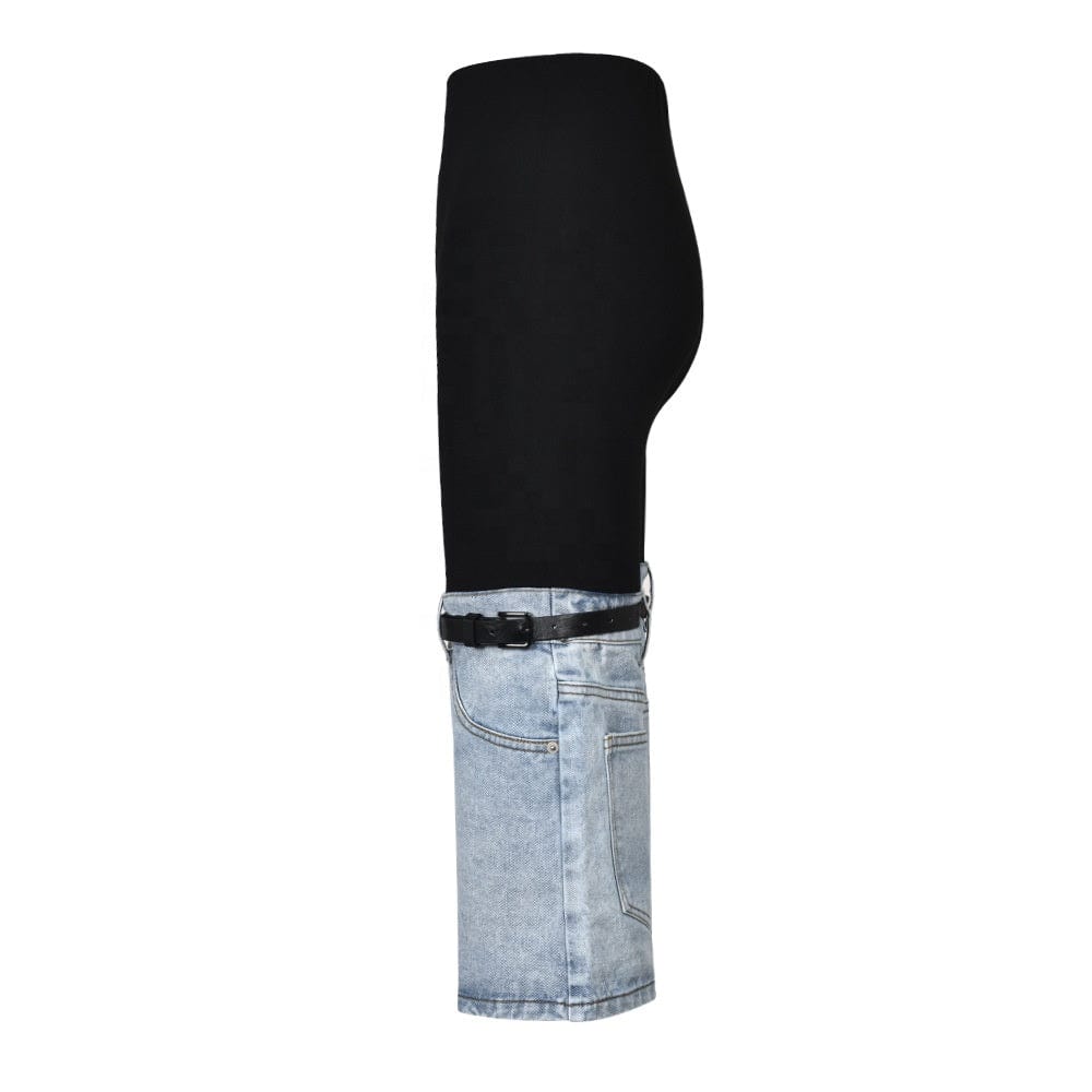 OUDINA Hotselling Patchwork Stretch Color Contrast Stitching Jeans Straight Cropped Pants For Women Jeans