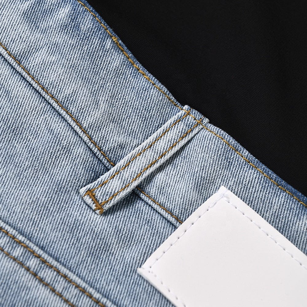 OUDINA Hotselling Patchwork Stretch Color Contrast Stitching Jeans Straight Cropped Pants For Women Jeans