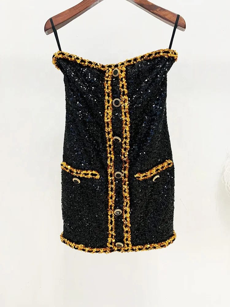 OUDINA In Stock New Style Star Sequin Party Fashion Heavy Industry Chain Tube Top Dress Women